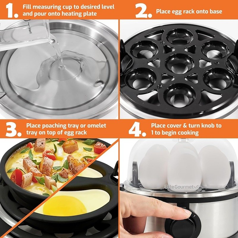 Egg Cooker Easy to Use Hard Soft Boiled Steamer Timer Compact Kitchen Gadget