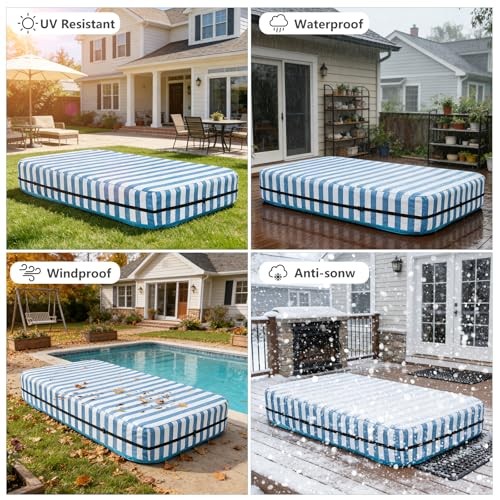Rectangular Pool Cover,Waterproof Cover for 90" L x 60" W Inflatable Pool, 7'