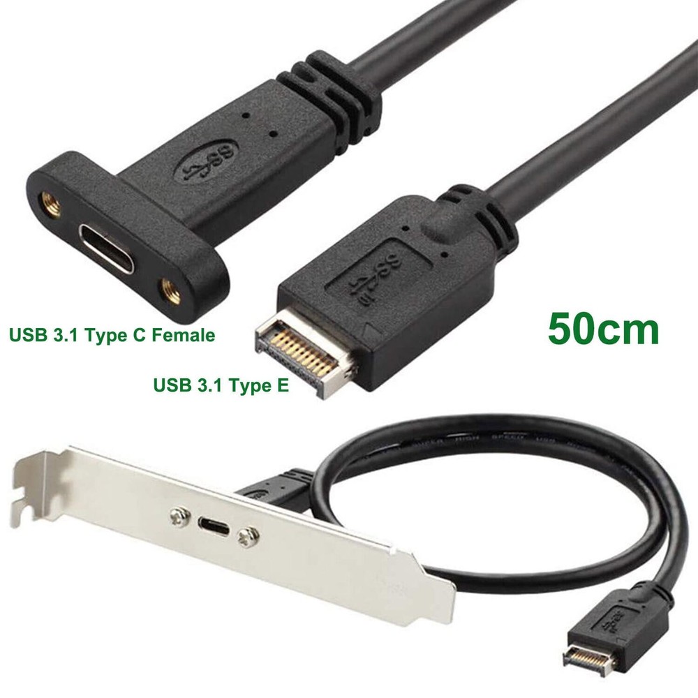 Plastic + Metal Plug & Play Type E PCI-E to Type C Female Cable Extension Wire