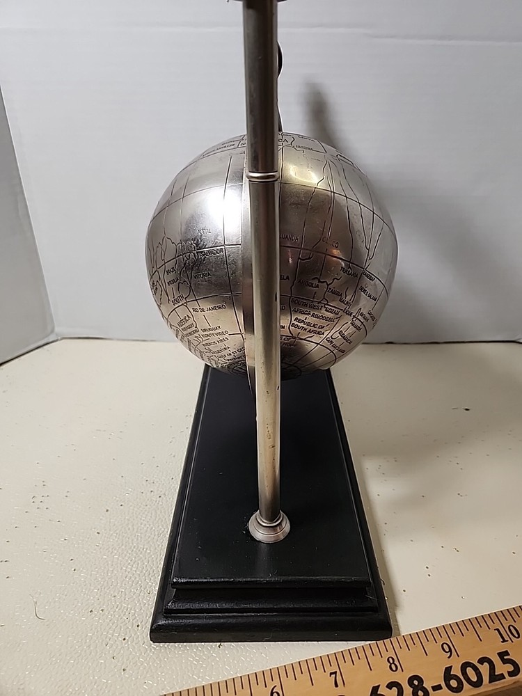 Desktop World Globe Silver/Black 6.5" on Stand