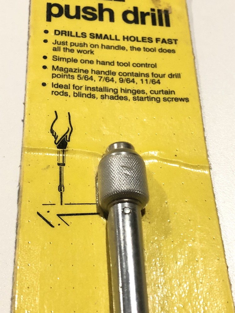 VTG STANLEY YANKEE PUSH DRILL 03-046 NOS! CARPENTER CABINETMAKER TOOL 4Pc BITS