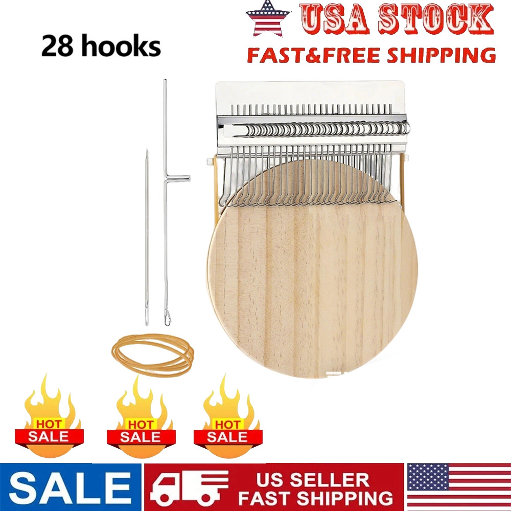28 Hooks Small Loom Speedweve Type Weave Tool Darning Machine with Wood Disc