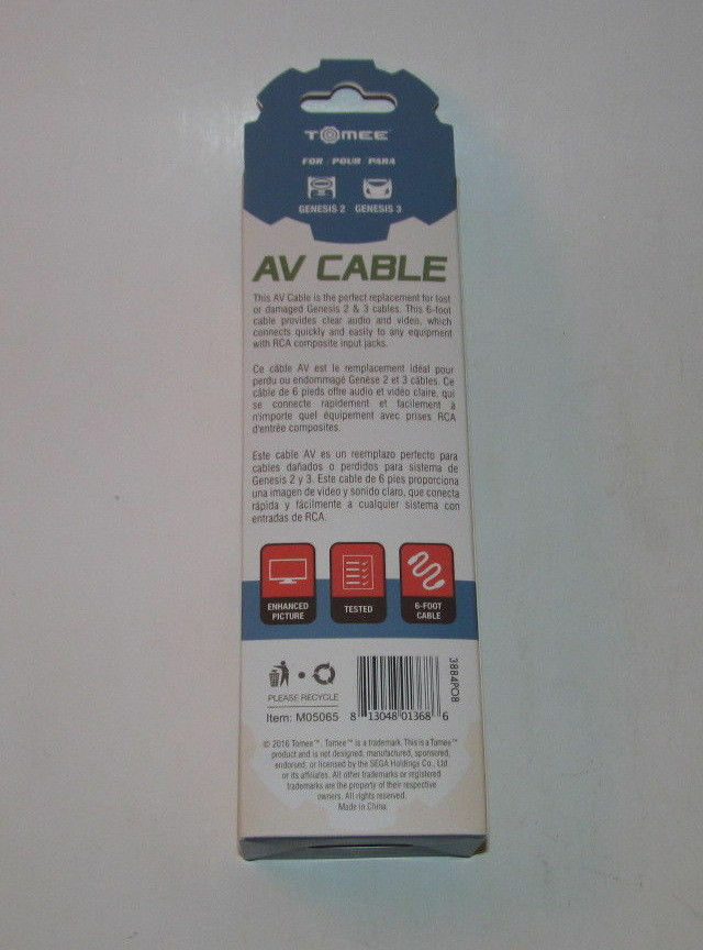 *NEW* Sega Genesis Model 2 Console System AV + AC Cable Power Cord RCA Bundle