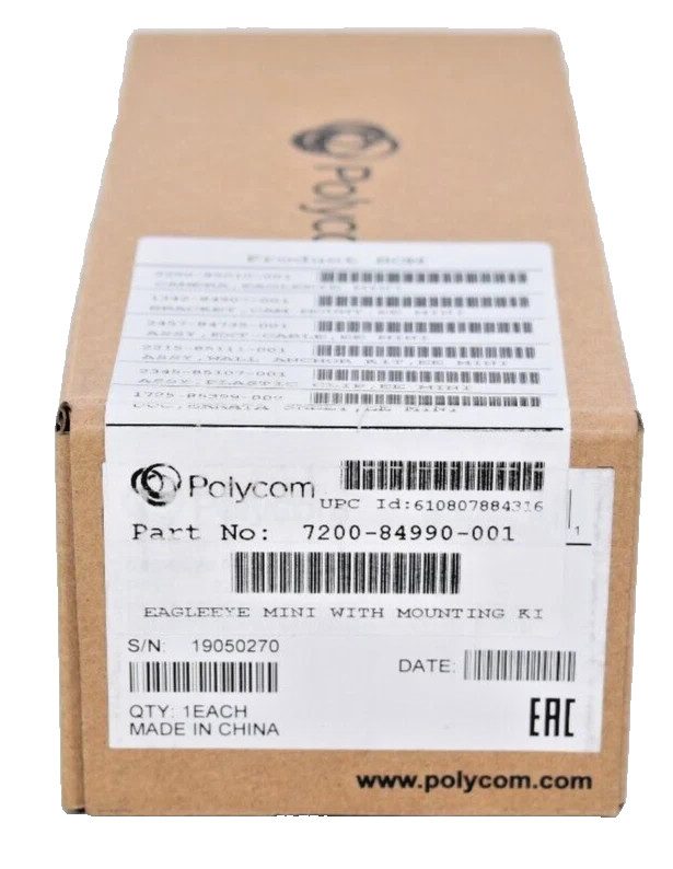 Polycom Eagle Eye Mini USB Camera with Mount Kit 7200-84990-001 - NEW