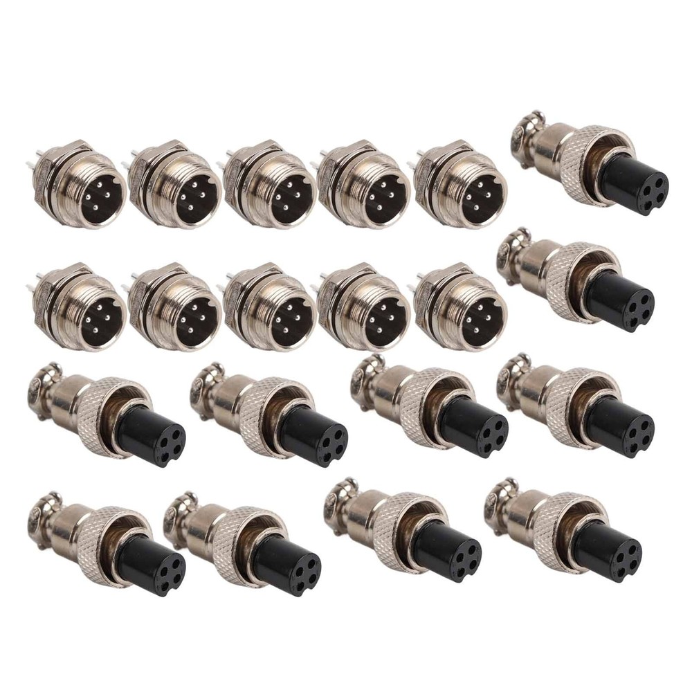 10Set GX12 12mm/0.47" Panel Mounting Metal Aviation Connector Plug Socket