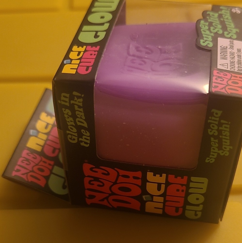 Schylling NeeDoh Nice Cube Glow Super Solid Squish Purple Squeeze Toy 2024