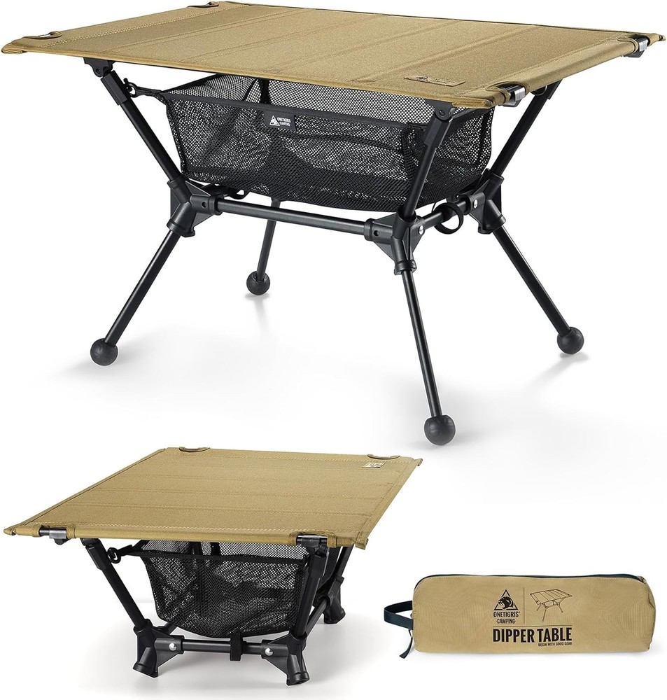 Dipper Camping Table Lightweight Portable Folding Table W/ Mesh Storage Net