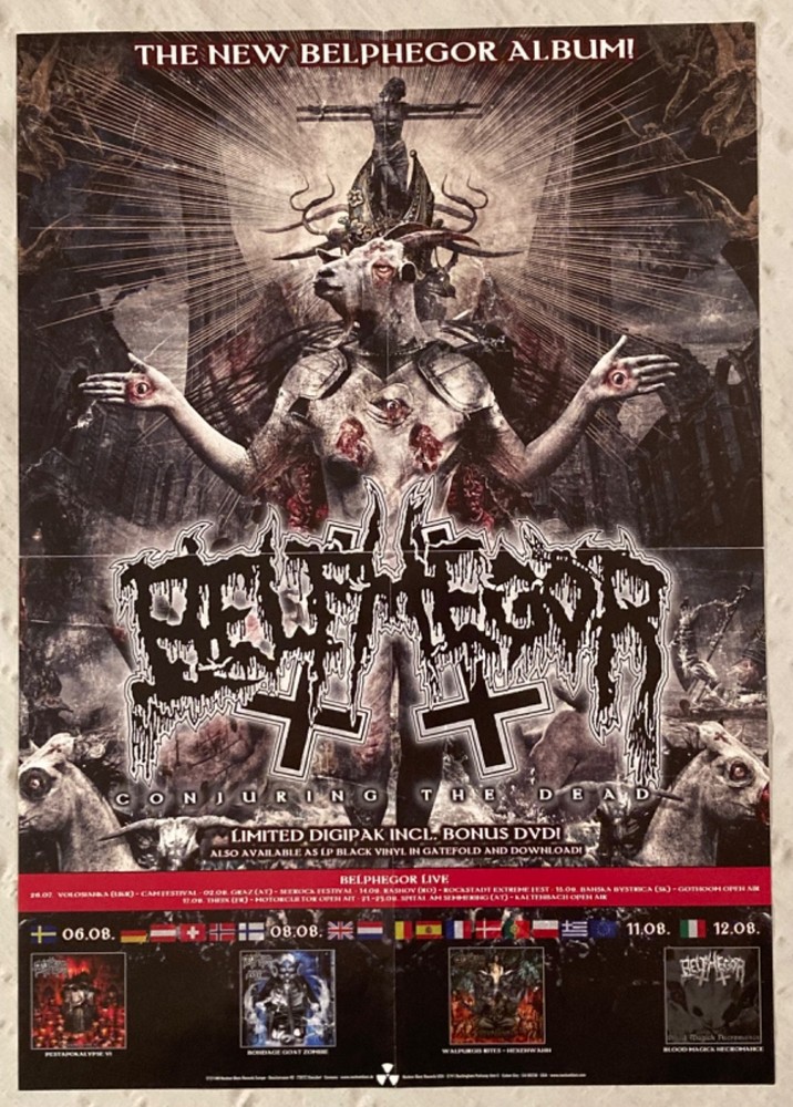 Belphegor 2014 Promo Poster Conjuring The Dead Austrian Blackened Death Metal P