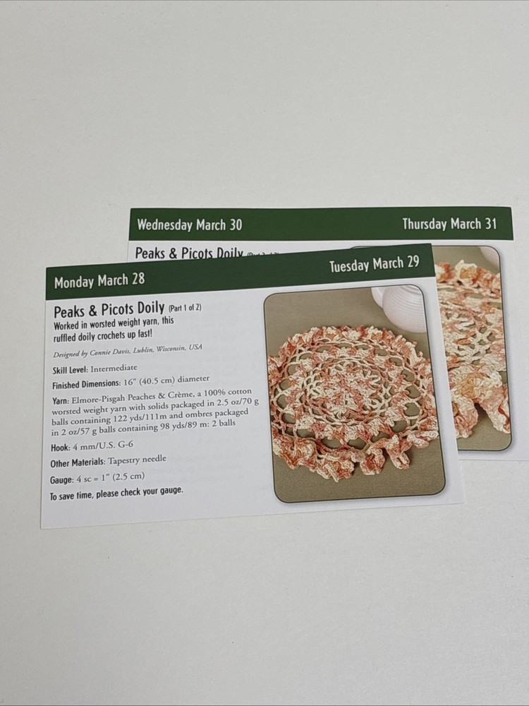 Peaks & Picots Doily Crochet Pattern Cards Pages