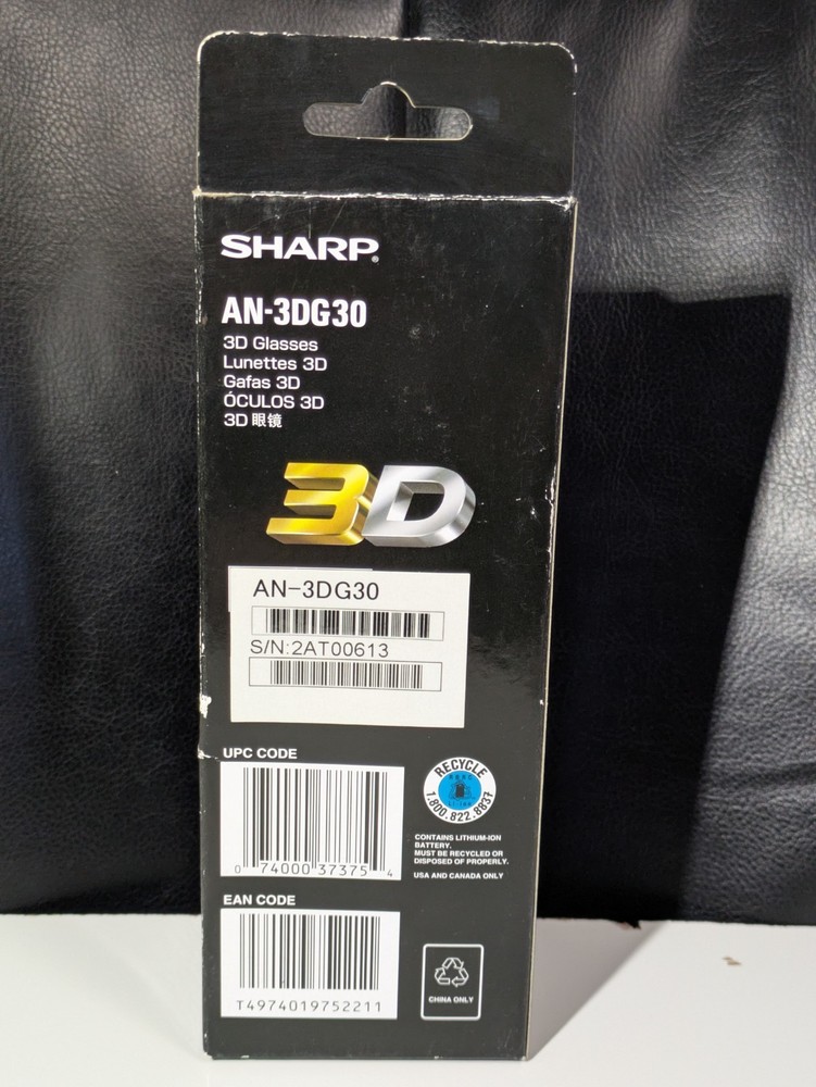 NIB Sharp 3D Glasses Rechargeable 3D Glasses Sharp AN-3DG30 Dead Stock