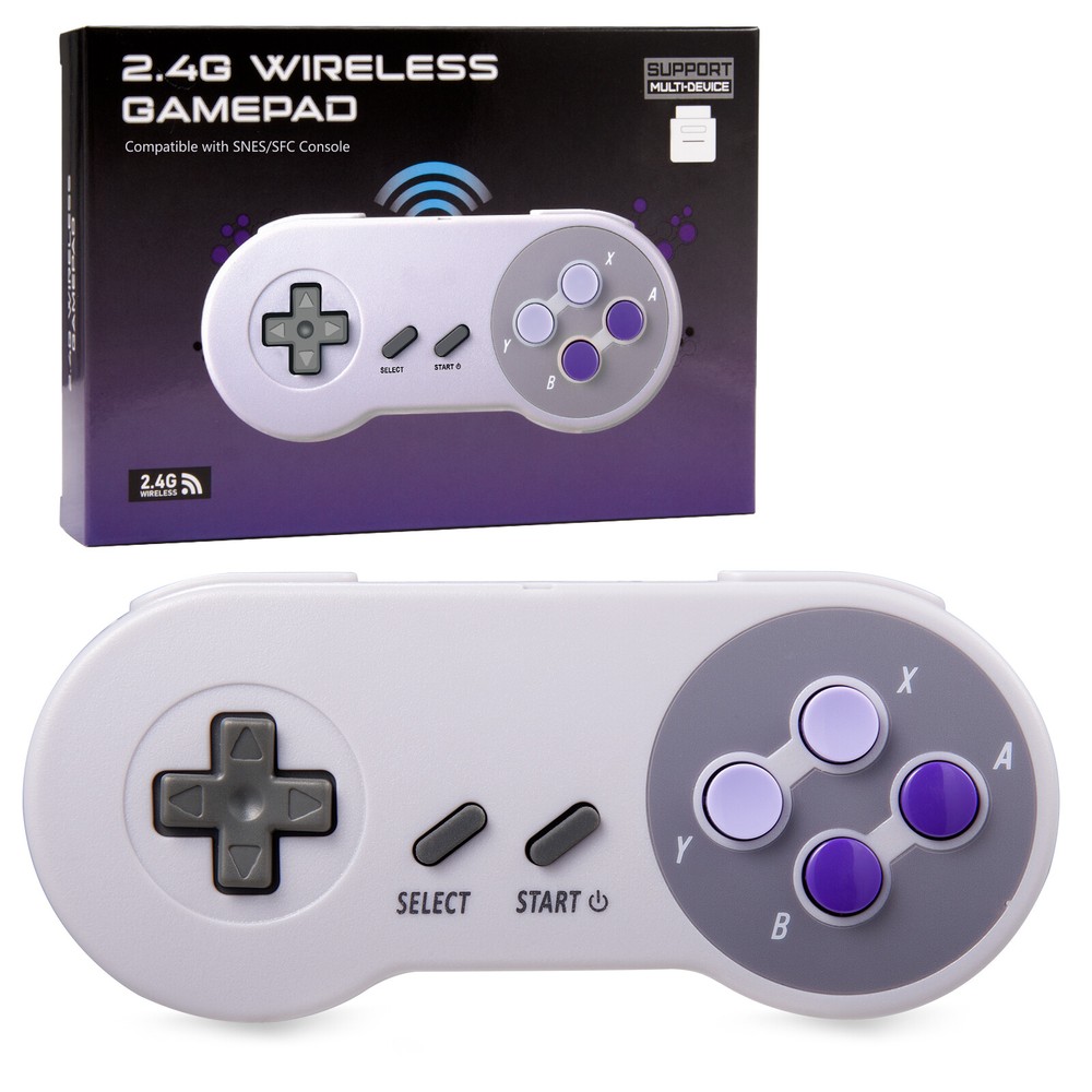 For 2.4G Wireless Super Nintendo SNES System Gamepad Replacement Controller Pad