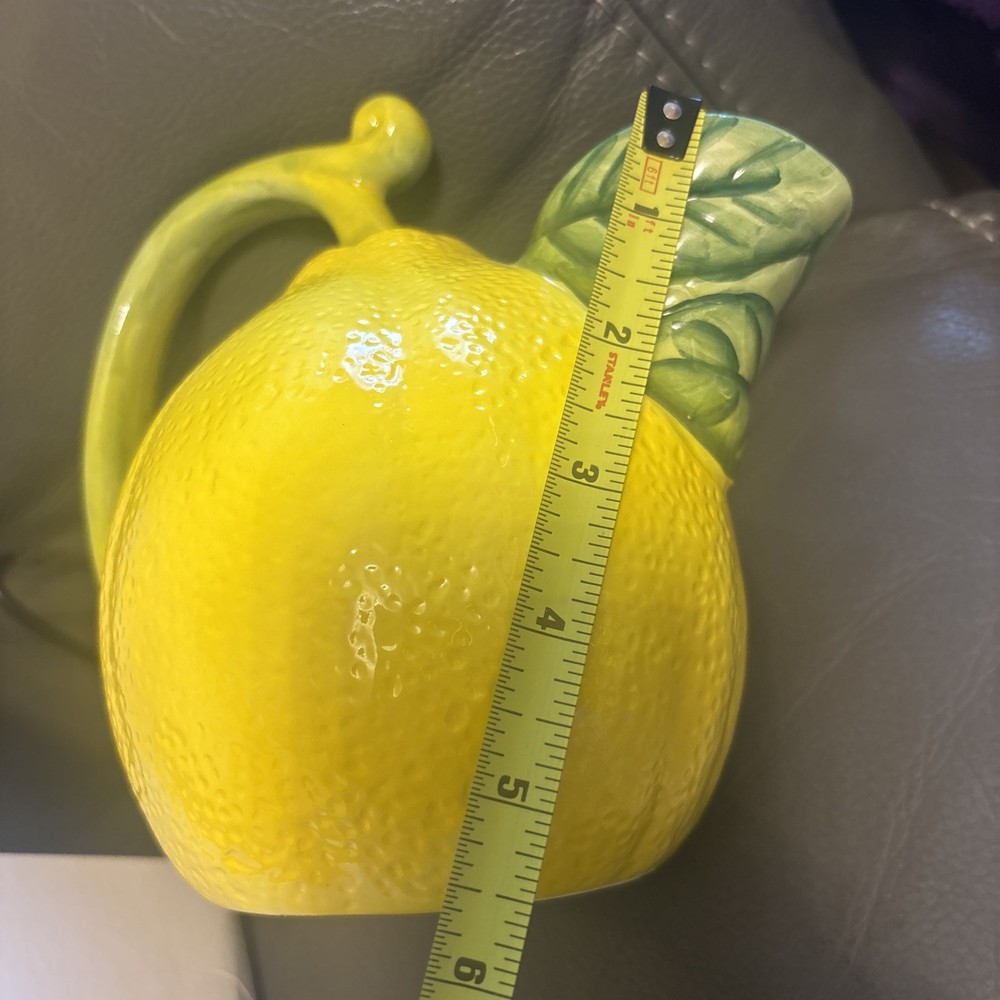 Lord & Taylor Ceramic Painted Lemon Lemonade Beverage Pitcher