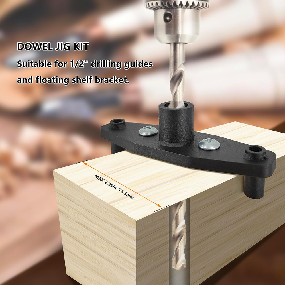 Dowel Jig Kit for Floating Shelf Bracket Drill Guide for Straight Holes Self Cen