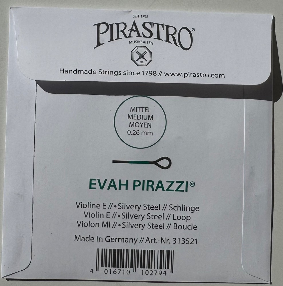 Pirastro Evah Pirazzi 4/4 Violin E String Medium Gauge Steel Loop-End