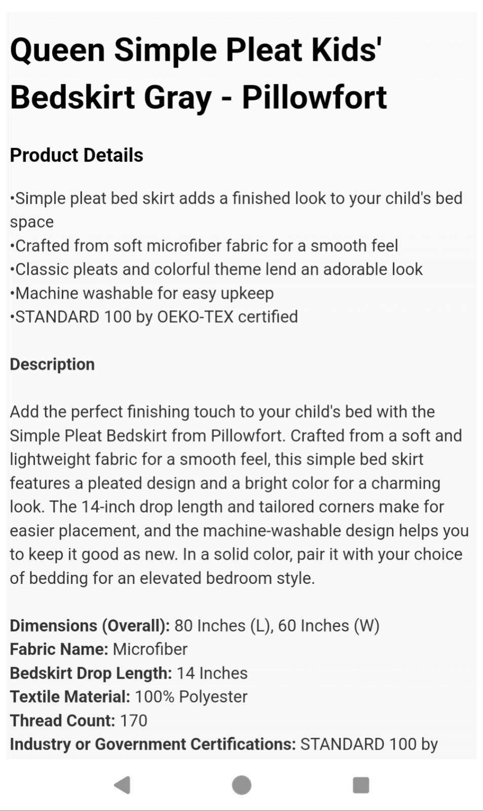 Queen Simple Pleat Kids' Bedskirt Gray Pillowfort Target 🎯