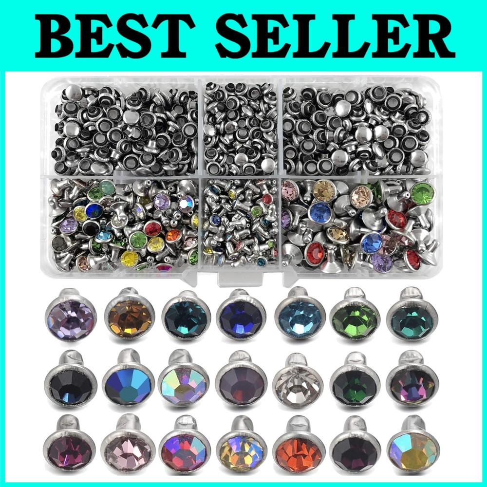 500 Sets Silver Color Crystal Rivets for Leather Craft