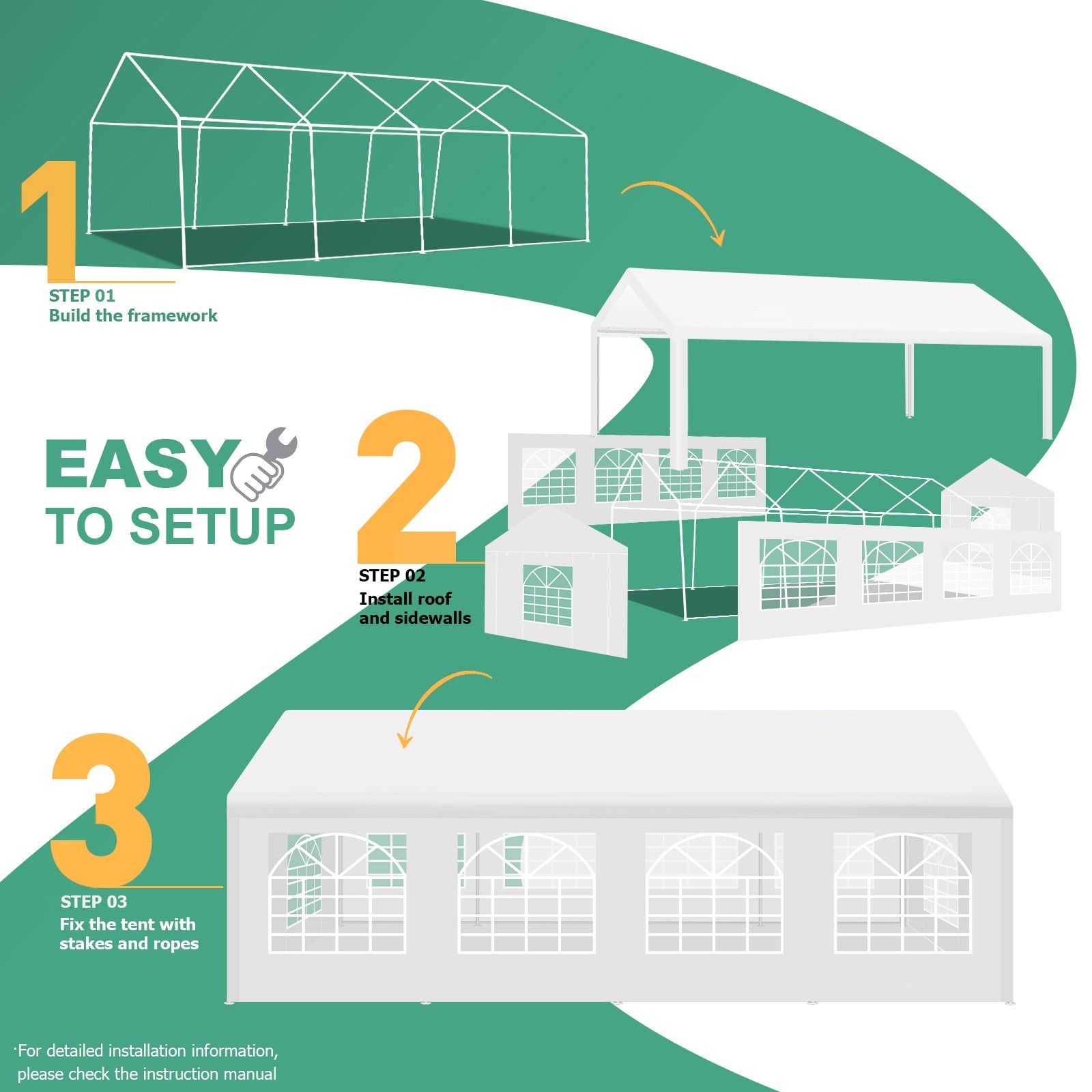 13'x26' Heavy Duty Wedding Party Tent Outdoor Gazebo Canopy Tent Removable Walls