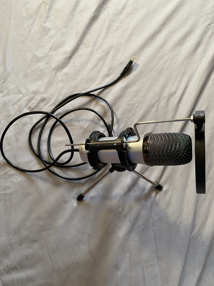 ELEGIANT USB Microphone Silver with Adjustable Stand and Pop Filter