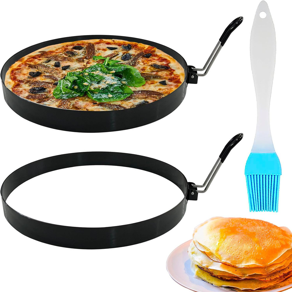 2 Packs 6" Pancake Ring Omelette Egg Ring for Frying Egg Non-Stick Stainless Ste