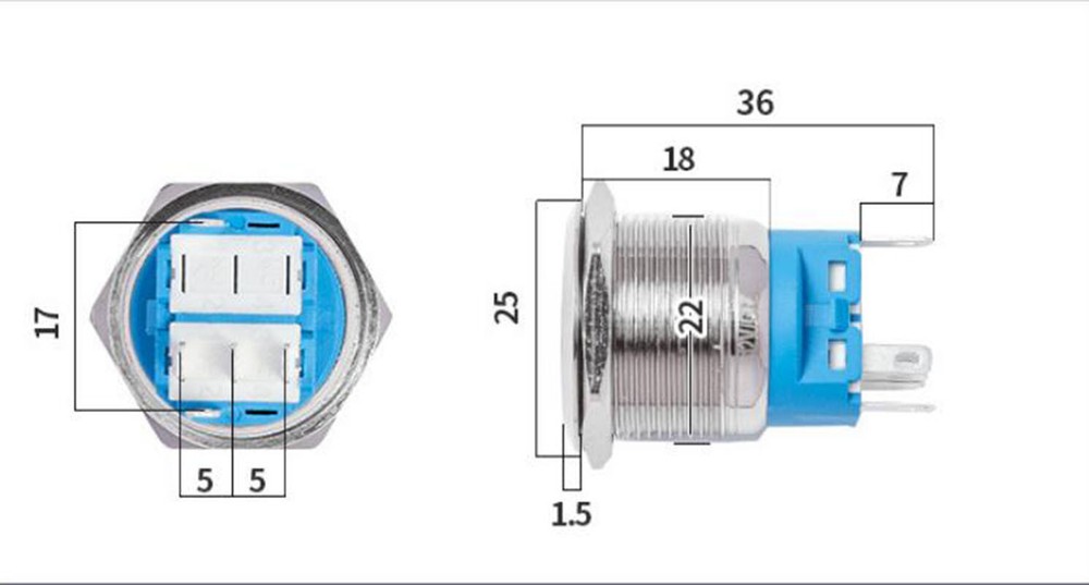 22mm Waterproof LATCH ON/OFF Stainless Steel Latching Push Button Switch 12V LED