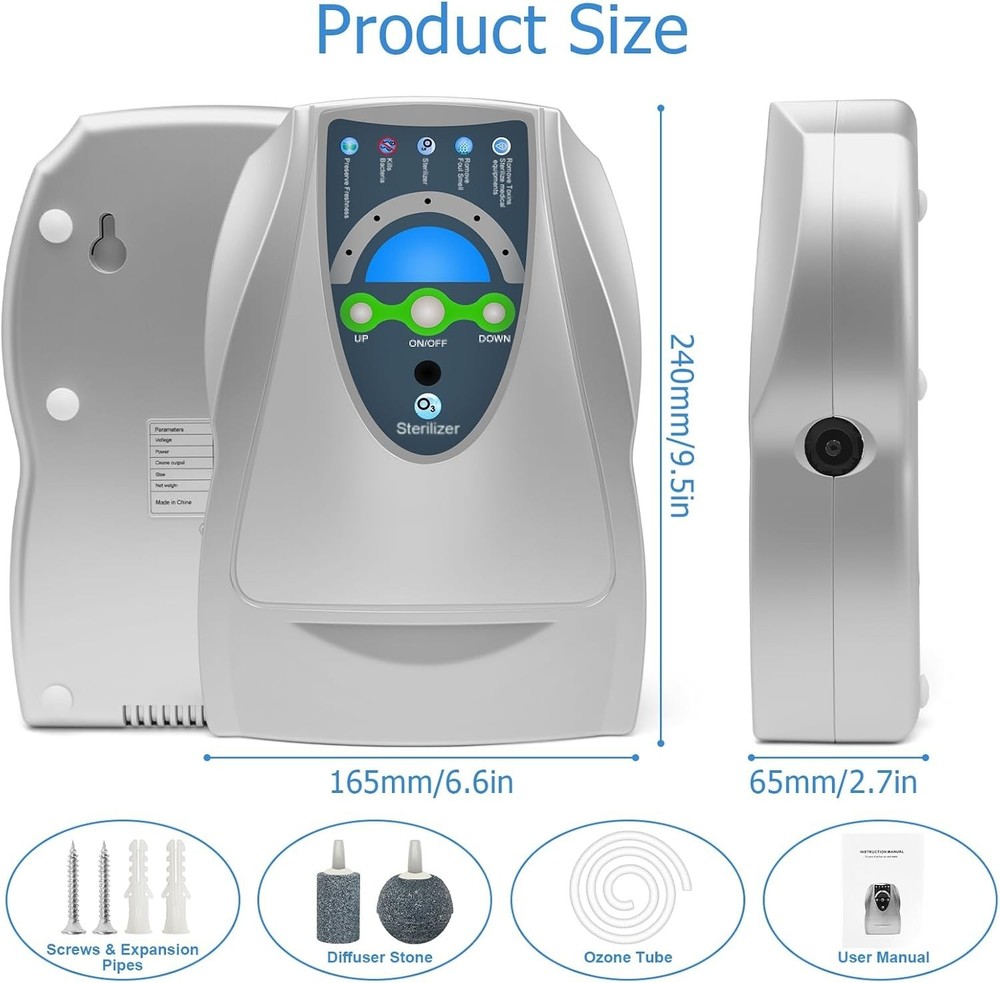 Portable Ozone Machine Generator, Water & Air Purifier with Timer