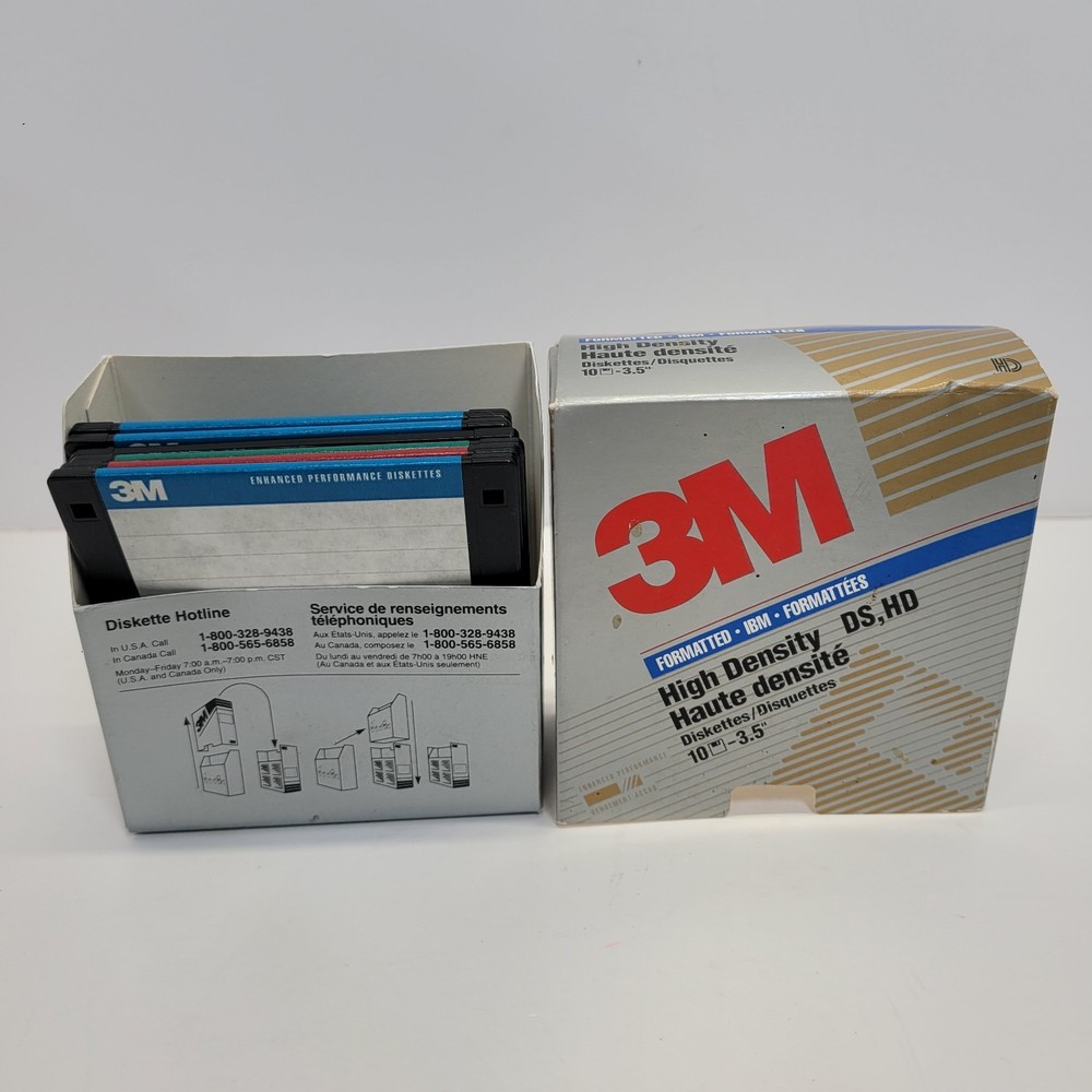 6 3M 3.5" DS HD Diskettes Open Box Unused