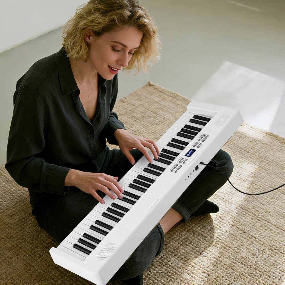 61-Key Foldable Piano Keyboard w/MIDI Split Function Headphone Sustain Pedal