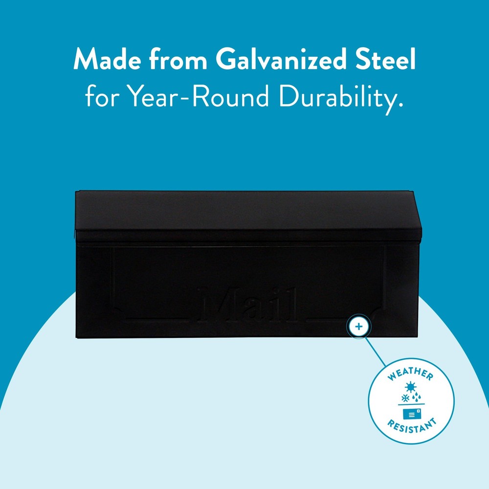 ARCHITECTURAL MAILBOXES Townhouse Galvanized Steel, Wall-Mount Small, Black