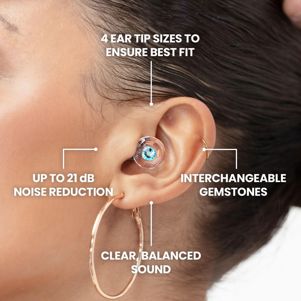 Clicks Earplugs - Reusable Noise Reduction Ear-Plugs with Customizable Gemsto...