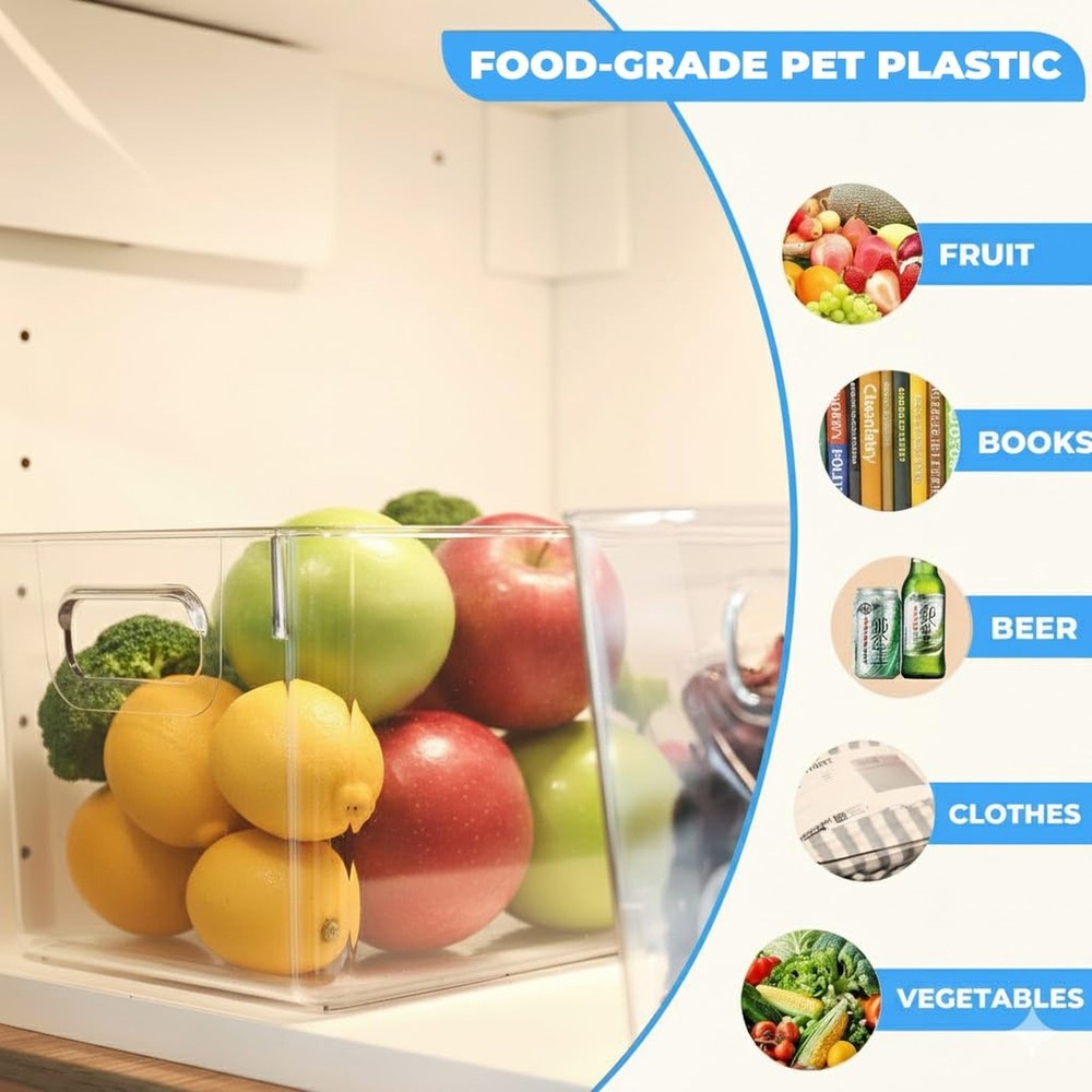 MOONEDGE Open Clear Plastic Storage Bins Stackable Organizer Containers with ...
