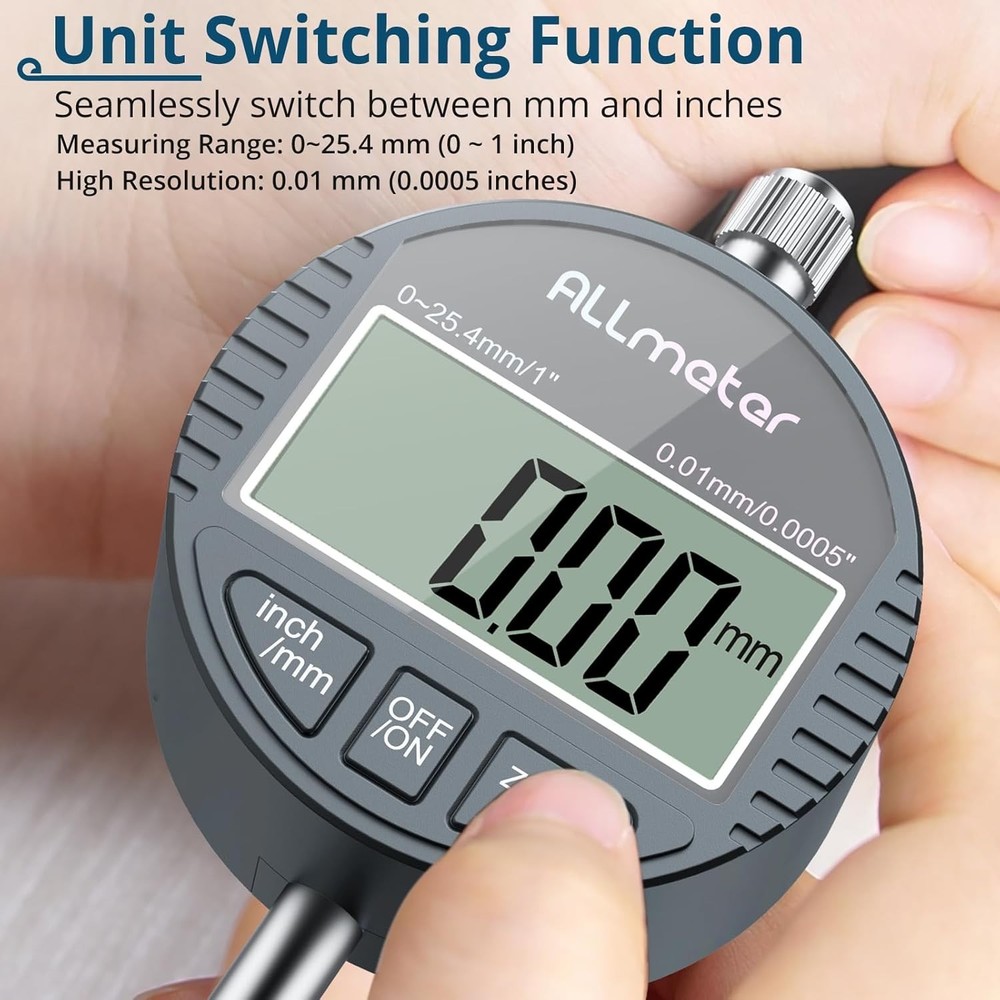 Digital Table Saw Gauge with Dial Indicator Range,CNC 0-1 Inch Silver gray