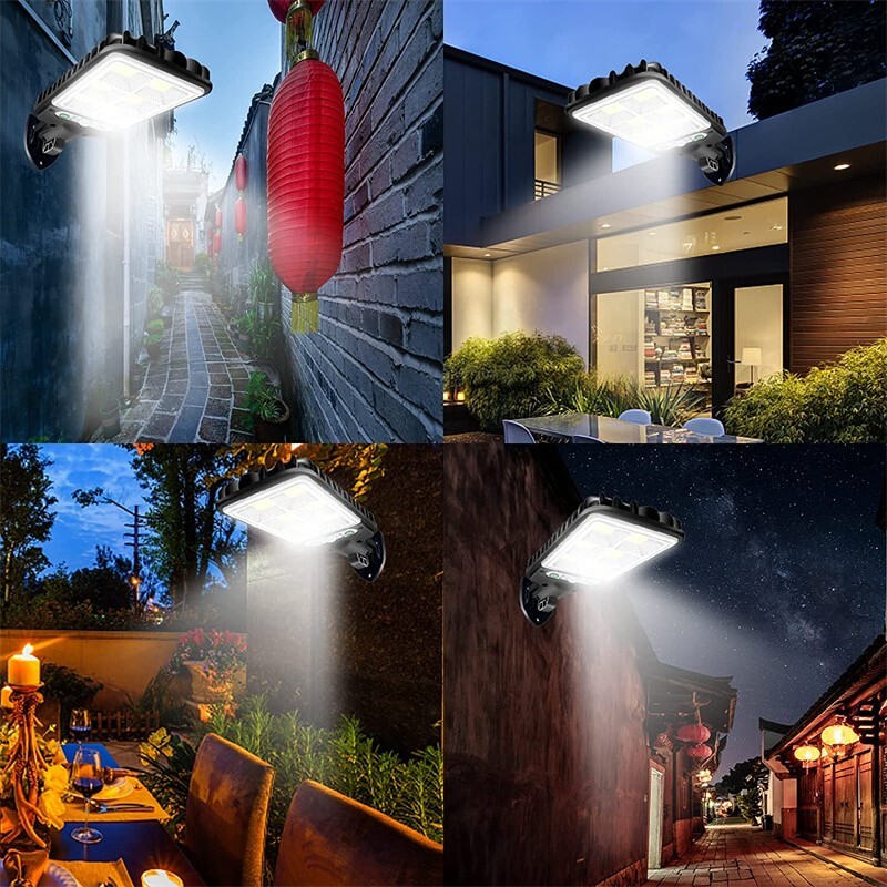 LED Solar Light Motion Sensor 3 Modes Flood Lamp Outdoor Street Wall Yard Garden