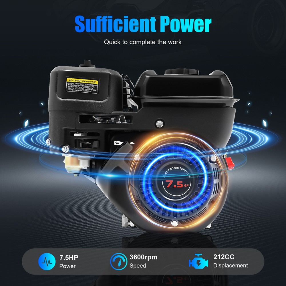 212cc 7.5HP 4-Stroke Gasoline Engine Steel Start Engine W/ Electric/Pull Start