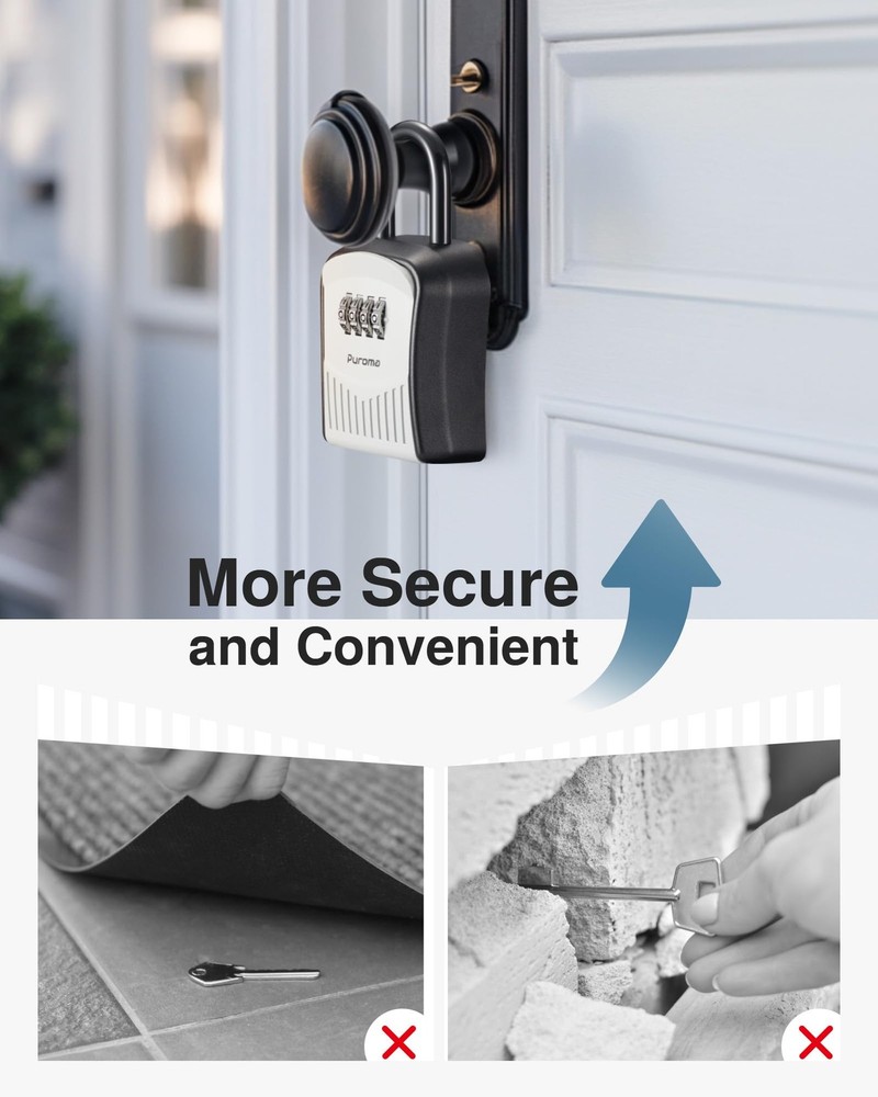 Lock Box Combination Key Lock Box, Wall-Mounted Portable Storage Lockbox for ...