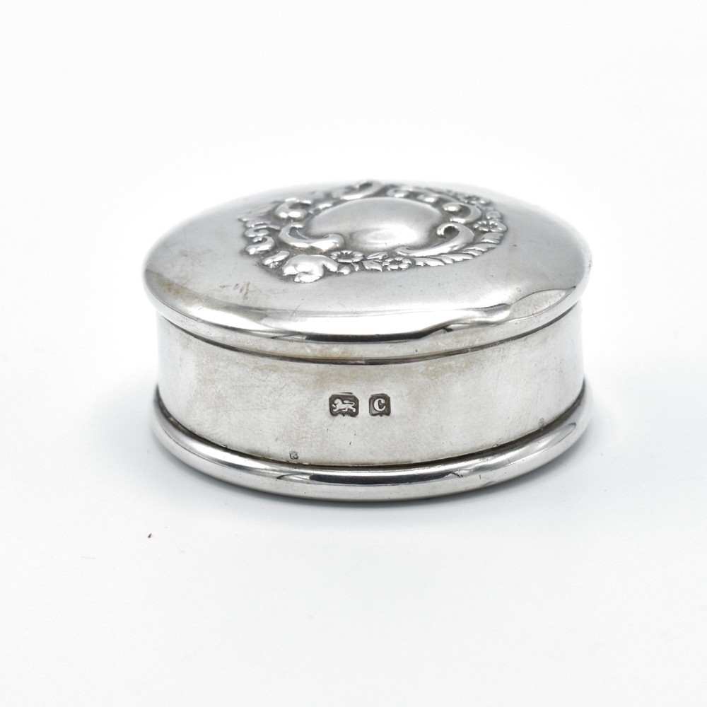 Antique Solid Silver Snuff Box Powder Pot 1902 Edwardian George Edwin Walton