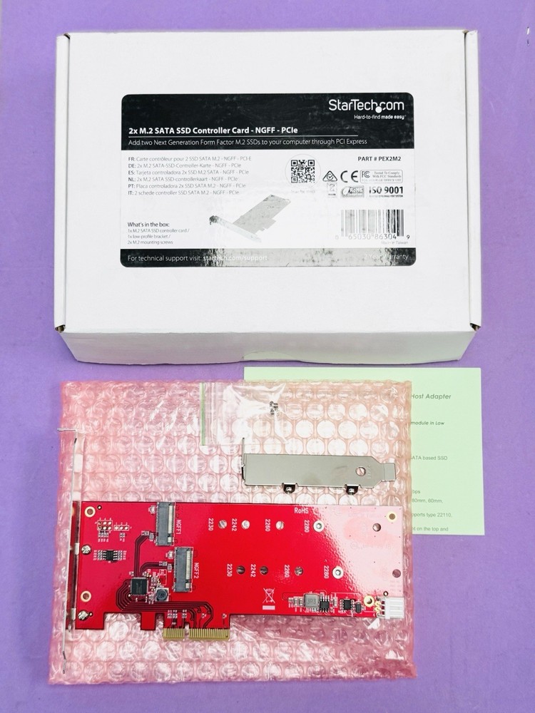 NEW StarTech 2x M.2 SSD Controller Card - NGFF PCIe PEX2M2
