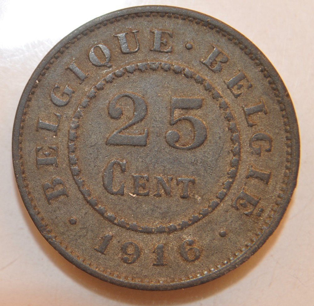 1916 Belgium 25 cents