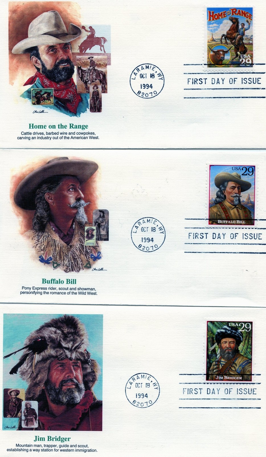 WWLF FLEETWOOD CACHET FDC LEGENDS OF THE WEST 2869a-t COMPLETE SET OF 20 COVERS