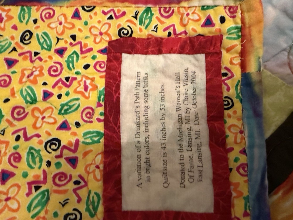 Unique And Beautiful Handmade Colorful Quilt 50x40 Drunkard Path Pattern