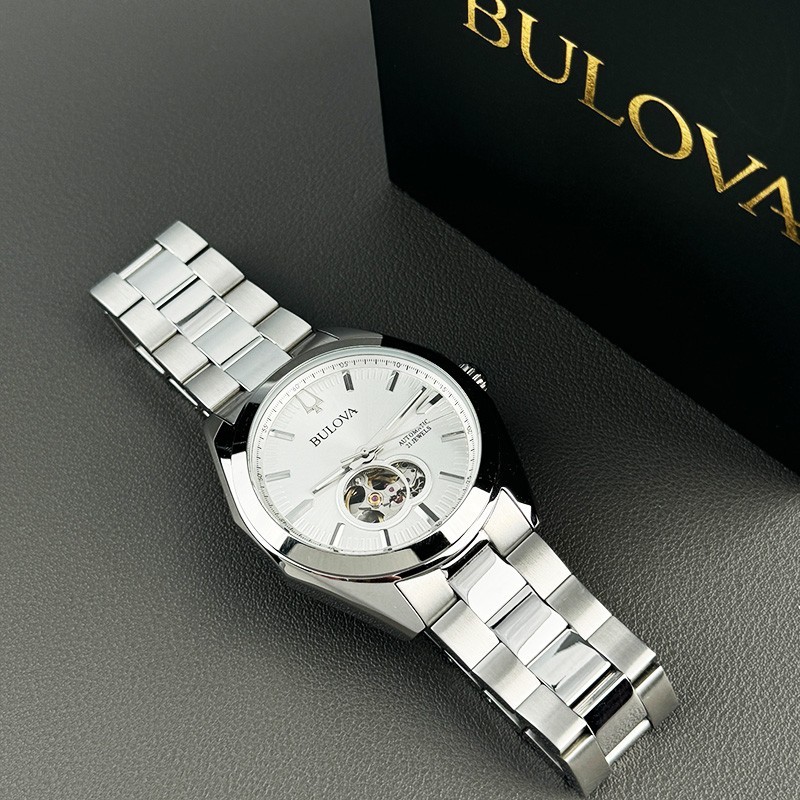 Bulova Surveyor Silver Tone Dial Automatic Men's Watch 42 mm 96A274