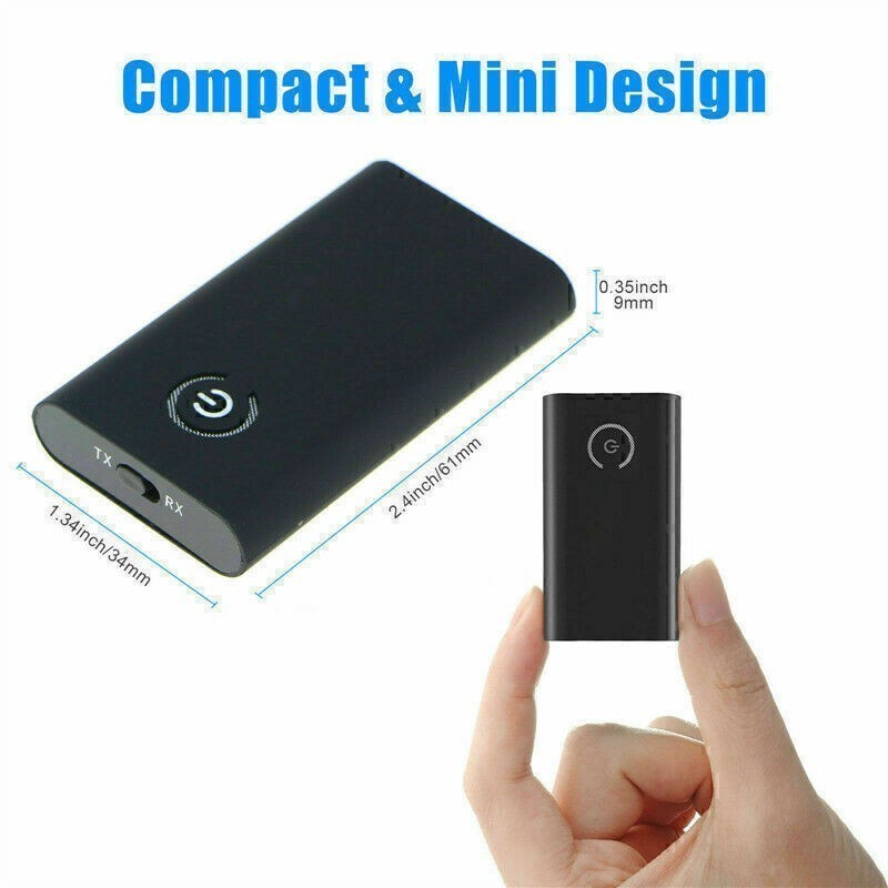 2 In 1 Bluetooth 5.0 Transmitter Receiver Wireless Audio 3.5mm Aux Adapter