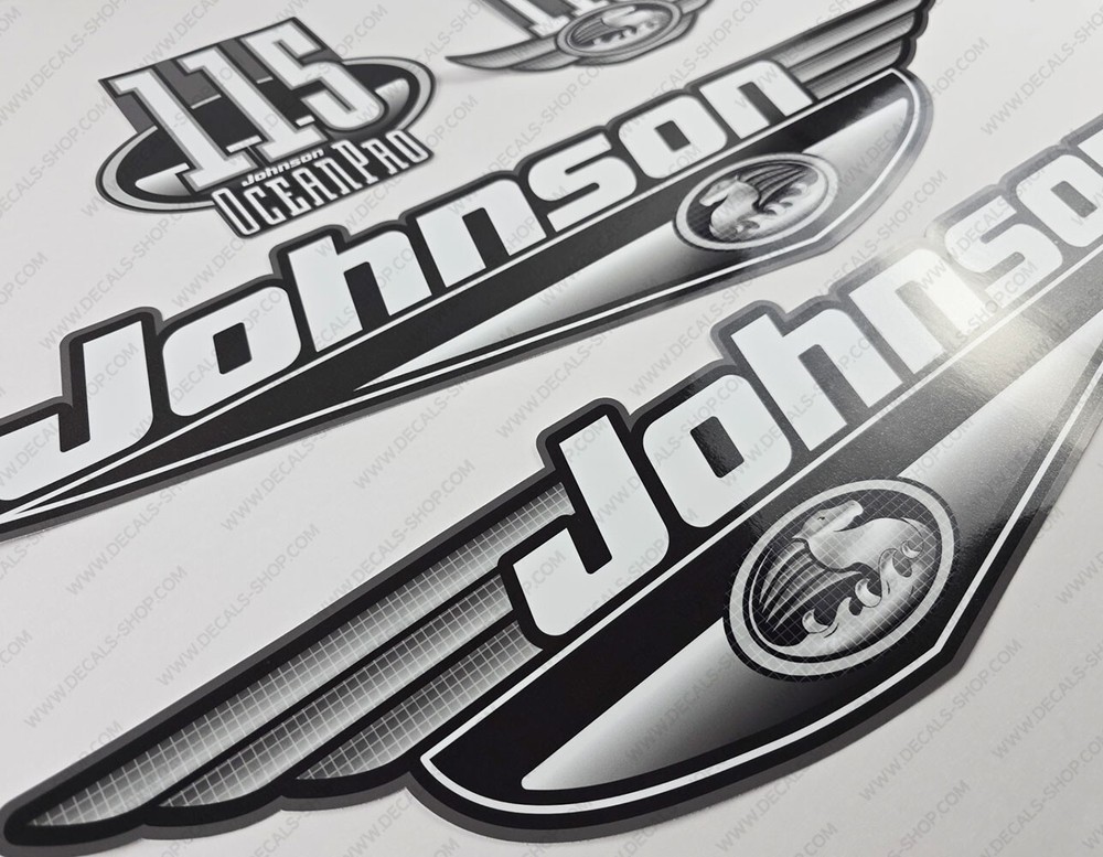 Johnson 115 HP Ocean Pro 1999-2000 Outboard Decals Sticker Set Gray