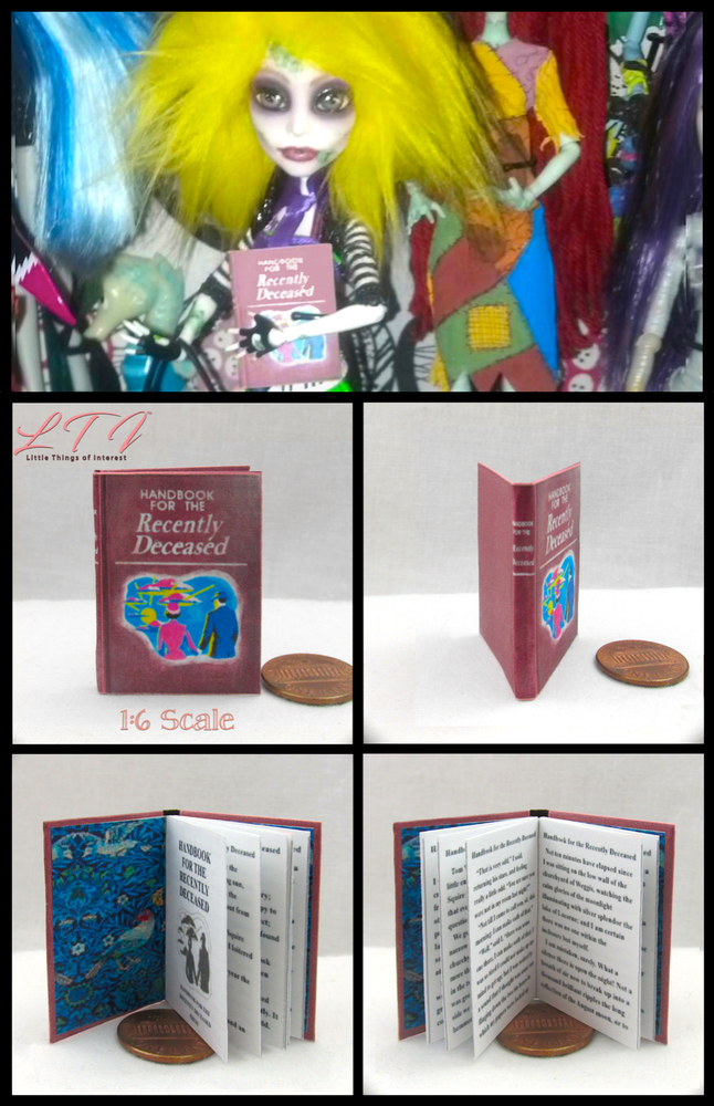 1:6 Scale HANDBOOK FOR THE RECENTLY DECEASED Readable Miniature Book