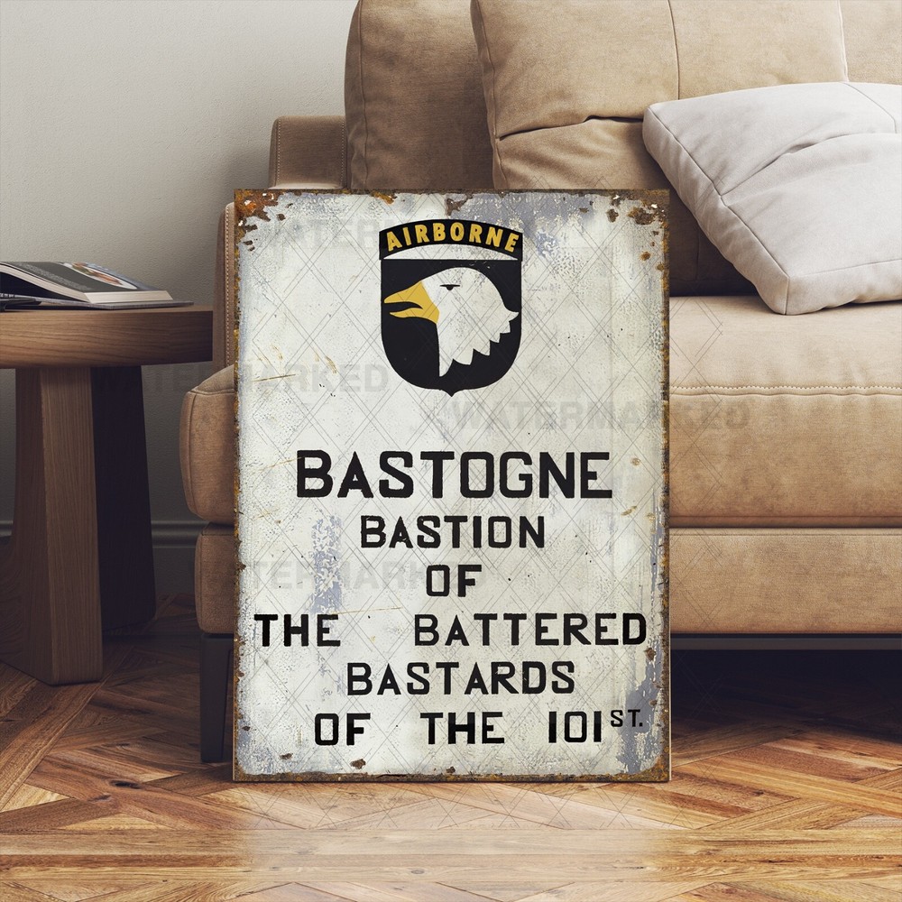 Vintage Style WW2 Bastogne 101st Airborne Band Of Brothers War Sign