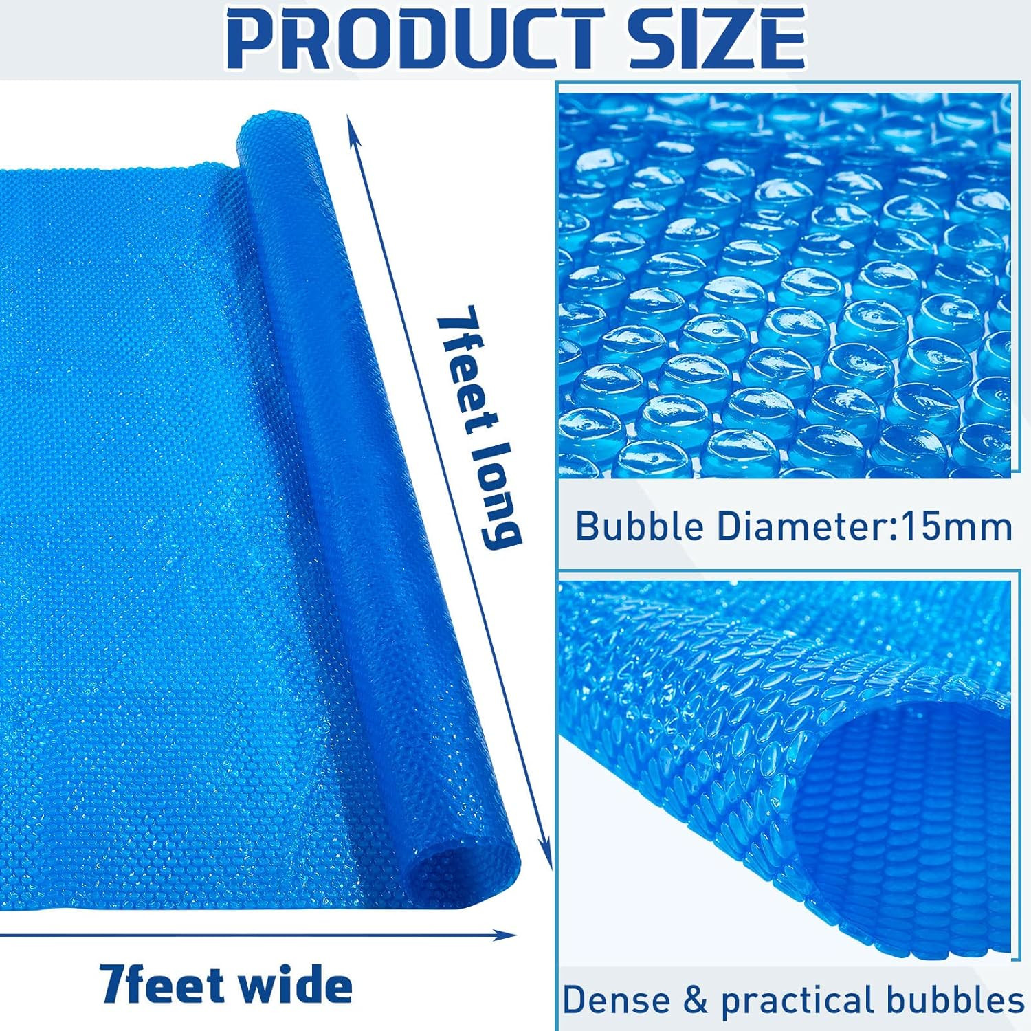 7 X 7 Ft Pool Hot Tub Solar Cover, 16 Mil Heavy Duty Hot Tub Thermal Bubble Blan