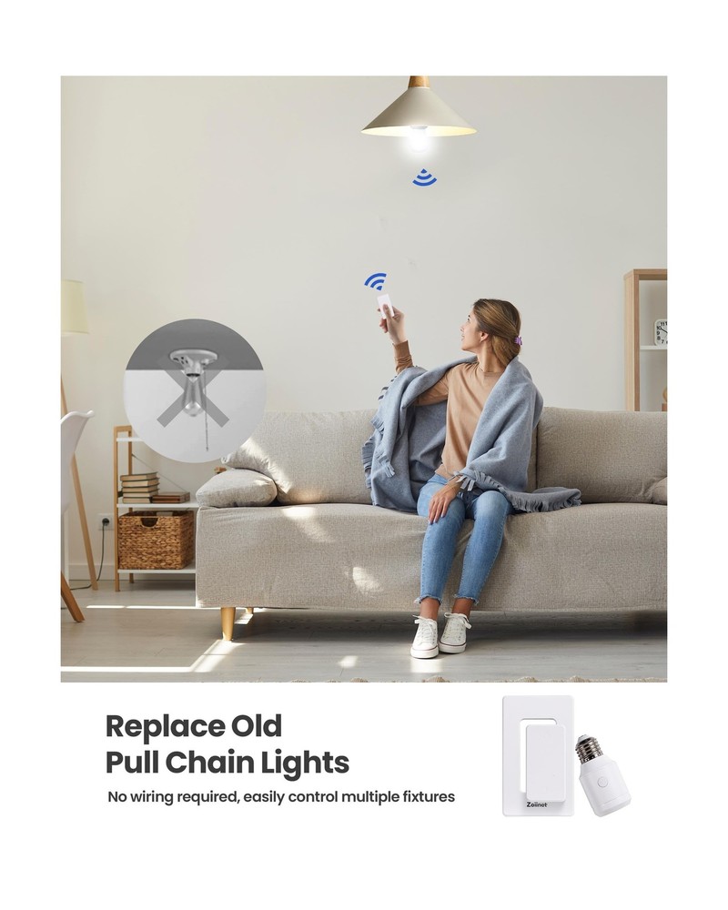 500W Remote Control Light Bulb Socket, with 2 Switches, Wireless Li... Fast Ship