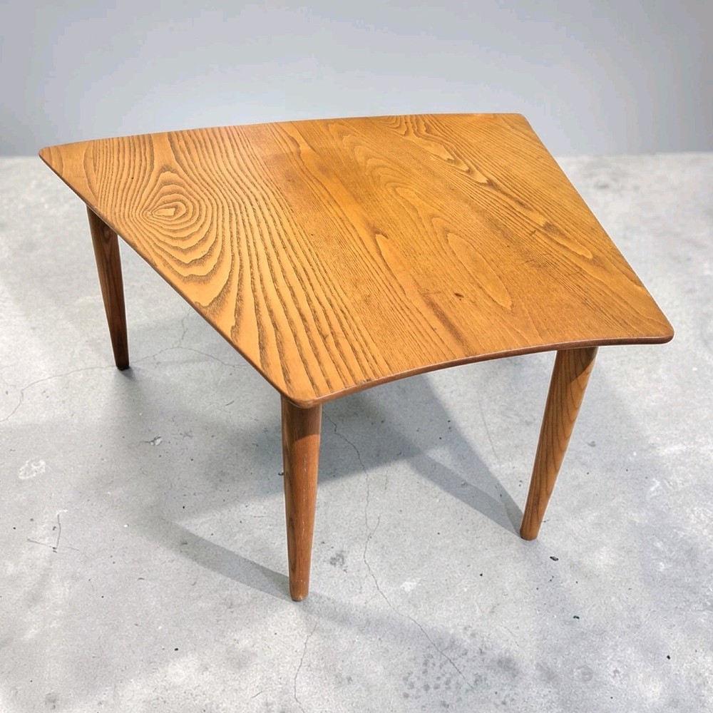 Mid Century Table Danish Triangle Shape Wood Table 28"x32'"×14.5"