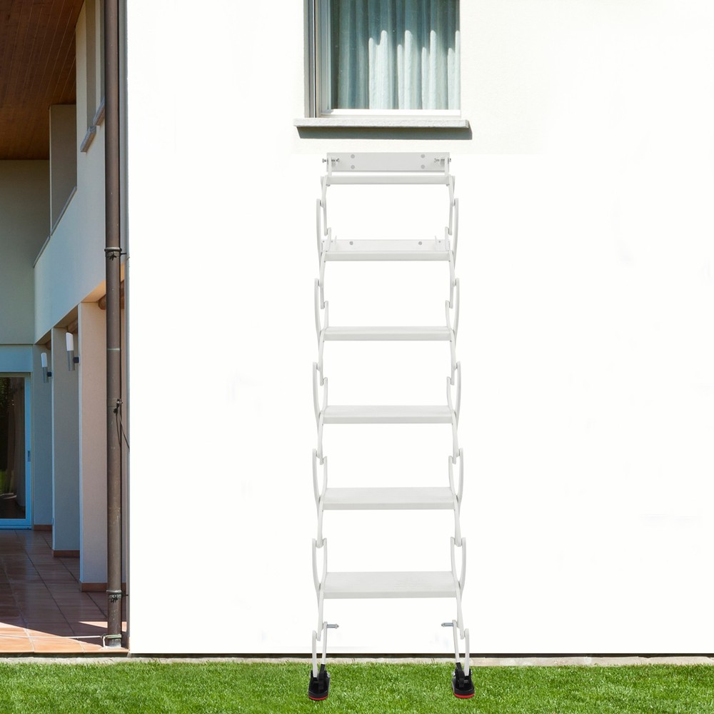 Attic Loft Pull Down Ladder 6 Step Wall Mounted Folding Loft Ladder Stairs White