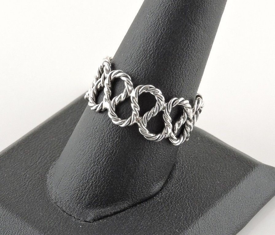 Sterling Silver Twisted Looped Rope Ring