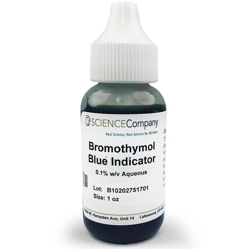 Bromothymol blue, 1oz, 0.1% aqueous, pH indicator